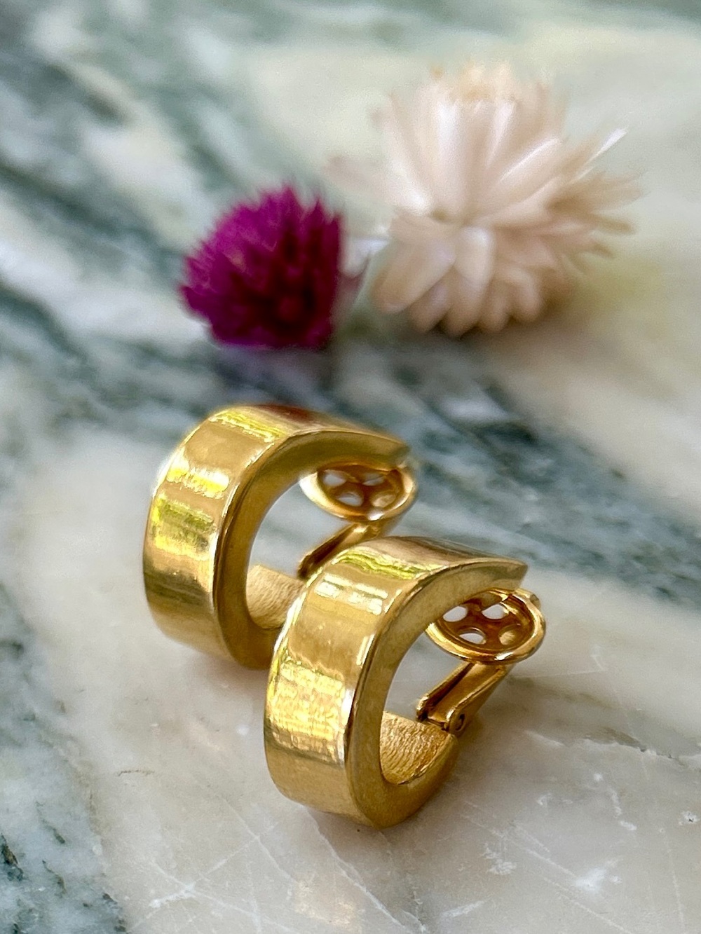 Trifari Semi Drop Hoop Earrings